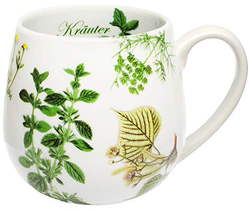 alles-meine.de GmbH 1 Stück Henkeltasse/Teetasse - Kräuter - groß - 420 ml - Porzellan/Keramik - Kaffeetasse - Trinktasse mit Henkel - Mikrowellengeeignet - Kräutertee Kami..