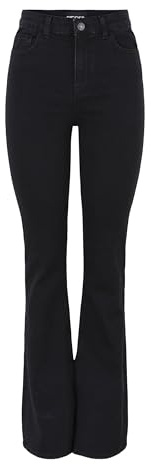 PIECES kvinnliga utsvängda jeans PCPEGGY HW, svart, L