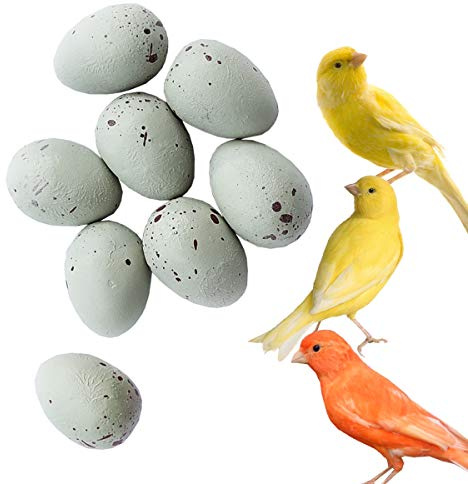 FOIBURELY 8Pcs Solid Canary Dummy Eggs Hatch Eggs Trick The Birds To Stop Laying Eggs, Pacifier Eggs (19mm13mm)