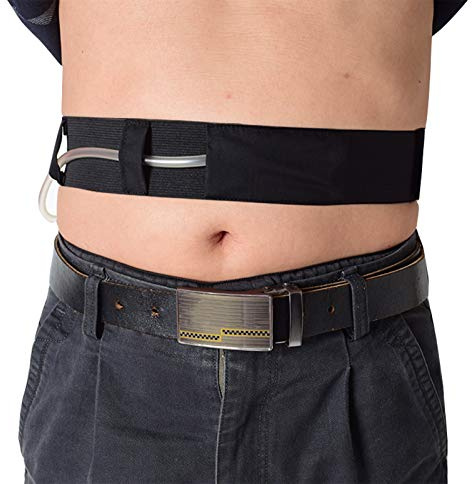 Xbshmw Fütterungsschlauch, schwarzer Gürtel, Katheter-Halter, Peritoneal-Dialyse, Gastrostomie, Klammer-Zubehör, Abdeckung, Tasche, Drainage, Bauchfixierung, Stillgürtel für Patienten, S
