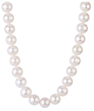 TreasureBay, Splendida collana di perle d’acqua dolce naturali bianche di grado AA da 8-9 mm, per donne e ragazze, Perla, Perla