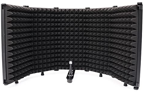 Tlingt Support Mikrofon Isolation Shield, Akustik Shield, Studio Recording Mikrofon Isolation Panel sowohl für Stand Mount oder Tischplatte, Schwarz, 5-Panel
