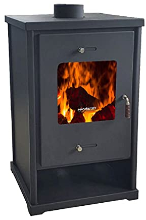 Prometey EEK A+ Kaminofen EKO 96175 Anthrazit Holzofen 10,2 kW Kamin Ofen Dauerbrandofen Werkstattofen Schwedenofen Hüttenofen Heizofen, Höhe 79 cm, Breite 50 cm, Tiefe 42 cm, 64 kg