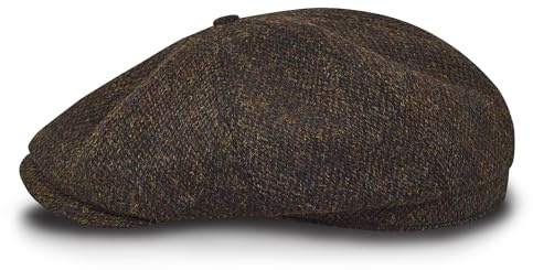 Sterkowski Shelby | 100% Harris Tweed Schiebermütze für Herren und Damen | Warm Elegant 8-Panel Zeitungsjunge Kappe