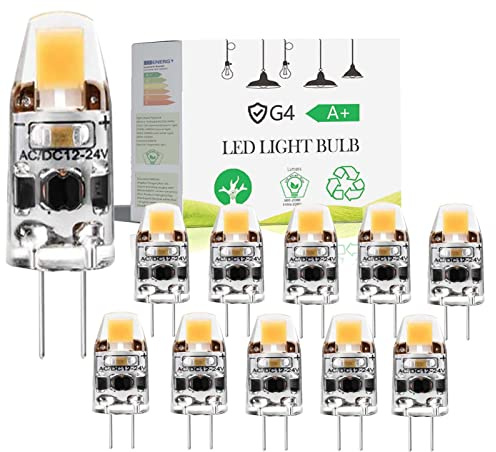 EIMOPE G4 LED Lampen Dimmbar, 2W G4 LED Birnen 3000K Warmweiß 200lm, Ersatz für 20W Halogenlampen, Kein Flackern 360° Lichtwinkel,12-24V AC/DC,10er Pack [Energieklasse E]