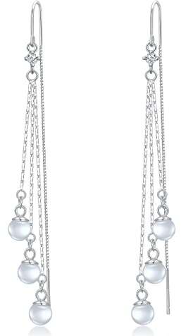 VONALA Hängend Ohrringe 925 Sterling Silber Blume/Perlen/Schmetterling Durchzieher Ohrringe Tropfen Baumeln Ohrringe für Damen Geburtstag Geschenk