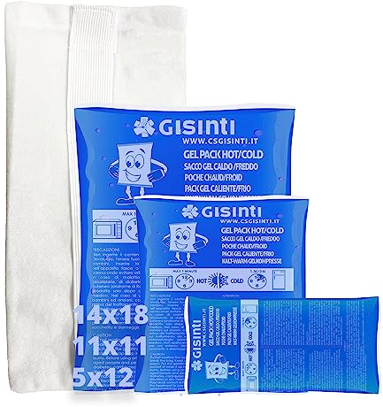 Gisinti Poche de Glace Réutilisables Effet Chaud Froid Poche de Gel Réutilisables pour Micro Onde & Congelateur + Pochette en tissu (3 pièces Moyen-petit)