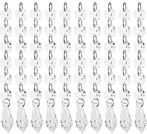 Cyrank Kristallprismen für Kronleuchter, 10 Stück Ersatz-Kronleuchter aus klarem Acryl, Tropfen-Kronleuchter, Kristall-Kronleuchter-Perlen, hängende Anhänger, Set