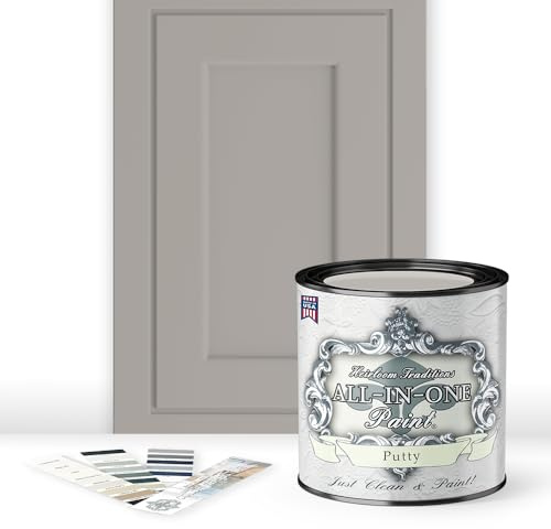 ALL-IN-ONE Paint, Durable cabinet and furniture paint. Built in primer and top coat, no sanding needed. Includes our 30 featured color card - Putty (light taupe), Quart
