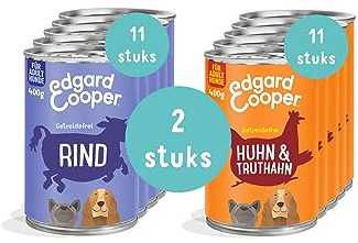 Edgard & Cooper Hundefutter Nass Adult Getreidefrei Rind 400g x6 + Huhn & Truthahn 400g x6 - mit viel frischem Fleisch und nahrhaften Innereien, ausgewogene Premiumnahrung