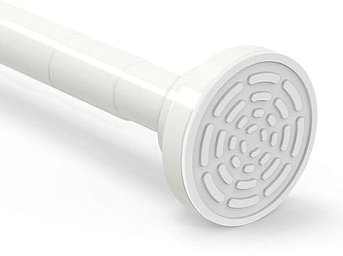 Foeska Teleskopstange Duschvorhangstange ohne Bohren aus Edelstahl ausziehbare Kleiderstange durch Drehen verstellbar, sicherer Halt für Dusche und Badewanne (White, 120-215cm)