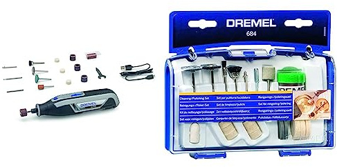 Dremel Lite 7760 outils multifonctions sans fil 3,6V, Batterie Li-ion, 15 accessoires et plage de rotation variable 8000-25000 & 684 Kit Pollisage - Coffret avec 20