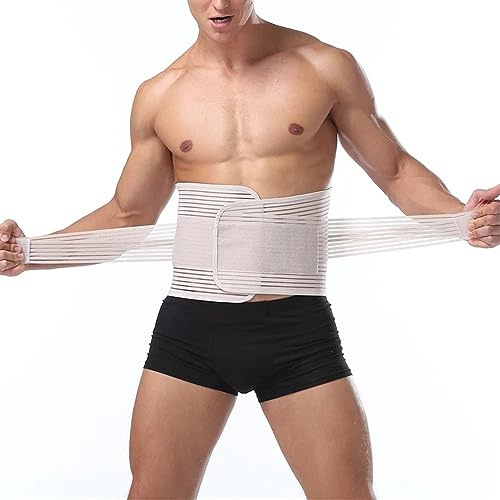 GHAKKE Breathable Lower Back Brace For Pain Relief Adjustable Back Support Belt For Lifting Work Lumbar Spine Decompression Girdle Fitness Sports Waist Trainer (Color : Beige, Size : XXL)
