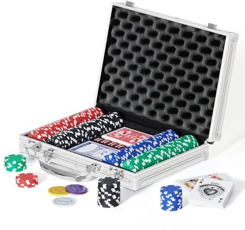 Boyzhood pokerchip, 200 st pokerset med aluminium resväska, 11,5 gram pokerchips set för Texas Holdem Blackjack Gambling, YC0010
