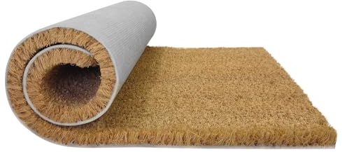 BLADO Door Mat Natural Coir Matting Indoor Outdoor Entrance Mats - Non-Slip Heavy Duty with thick Bristle & Rubber Backing (Brown, 40 x 60 cm)