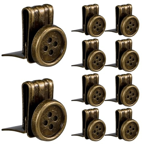 Zeyune Metall-Hosenträgerknöpfe, beweglich, kein Nähen, Knopfende, Clips für Jeans, Hosenträger, Hüte, Jeans, Hosen, Ersatz (Bronze), 10 Stück