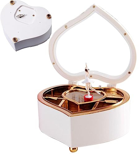 Whrcy Musikalische Schmuckschatulle für Mädchen,Tanz-Ballett-Spieluhr in Herzform - Aufbewahrungsbox für Musikschmuck, süß für Mädchen, Halsketten, Armbänder, Ohrringe, zum Dekorieren