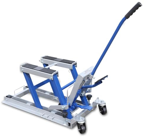 Tenddya Ponte sollevatore per moto, 680 kg, telaio idraulico per moto, sollevando il telaio di manutenzione della moto, sollevatore idraulico per moto, cavalletto di montaggio pieghevole (blu)