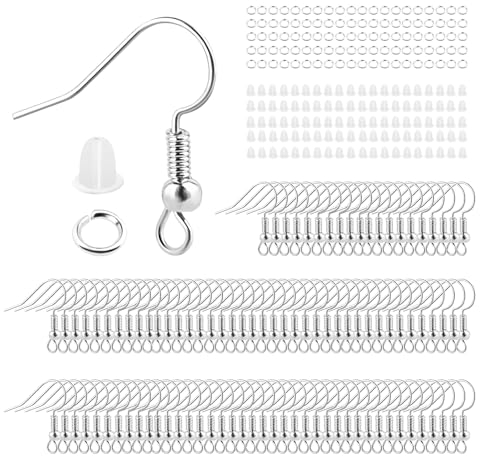 300PCS Orecchie Ganci Accessori Fai Da Te, Ganci per Orecchini Fai da Te, Monachelle per Orecchini, Anelli Aperti