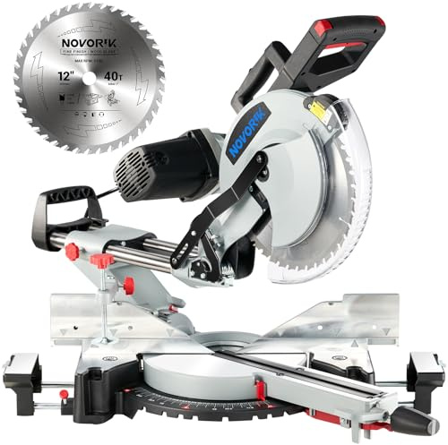 Double Bevel Compound Sliding Miter Saw, Double-Bevel Corded Miter Saw with Laser Guide & 15-Amp Heavy-Duty Motor, Sliding Miter Saw with TCT Saw Blade for Woodworking (12)