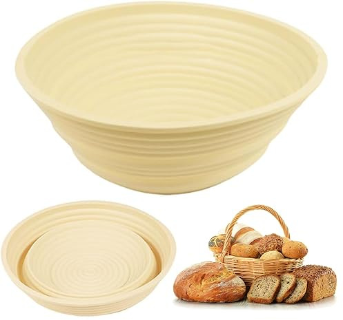 NCCHDZSW Gärkorb zum Brotbacken 23 cm Gärkörbchen Faltbar Brotkorb Bread Basket Leicht zu Reinigen und Aufzubewahren Gärkorb Rund für Profibäcker und den Hausgebrauch