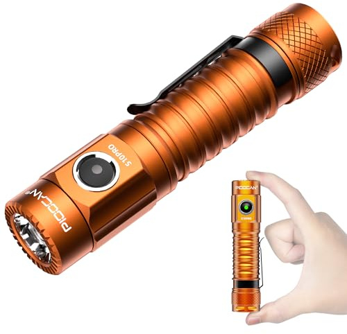 PIOOCAN S10Pro Lampe Torche LED Ultra Puissante, 2500 Lumen Lampe De Poche Rechargeable USB, Lampe De Poche led Ultra Puissante, 5 Modes Étanche Lampe Torche pour Camping, Randonnée