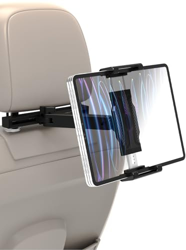 LYFPOOM Ausziehbare Kopfstütze Tablet/Handy Halterung Für Auto | Anti-Vibration Design, Passt Für KFZ Rücksitz, iPad Pro, Air, Mini, Galaxy, iPhone, 6-15.6 Geräte