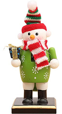 Masyrt Decorazione natalizia in legno a forma di schiaccianoci, giocattolo a forma di pupazzo di neve, ideale per scrivania, decorazione per la casa (pupazzo di neve schiaccianoci)