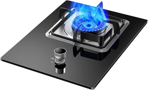 MOZ4dxy Gaskocher, Gaskochfeld, integriertes Gaskochfeld – Tischküche for Kochen – leicht zu reinigende Platte aus gehärtetem Glas oder Edelstahl – einzelner Brenner – Flammendurchschlagschutz(LPG)