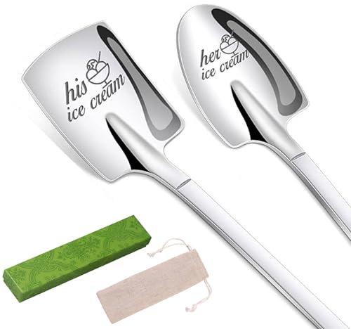 GWAWG 2 Stück Hochzeitsgeschenke für Sie und Ihn, Eislöffel, lustiger Kaffeelöffel, Geschenk, Kaffeeliebhaber, Geschenke für Ehemann, Ehefrau, Edelstahl-Kaffeelöffel, Valentinstag, Hochzeitsgeschenke