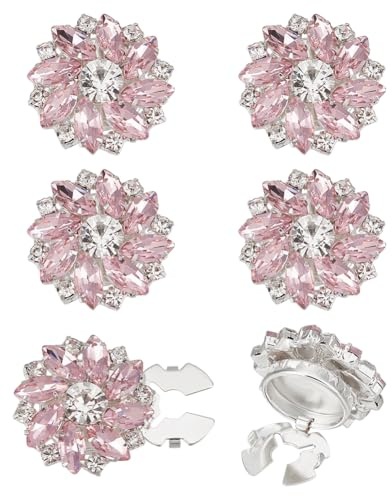 FINGERINSPIRE 6 st kvinnors strass knappskydd rosa kristall manschettknappar knappskydd 25,5 mm diameter blomform avtagbar legering knapp klämmor knappar smycken för kläder skjorta dekoration