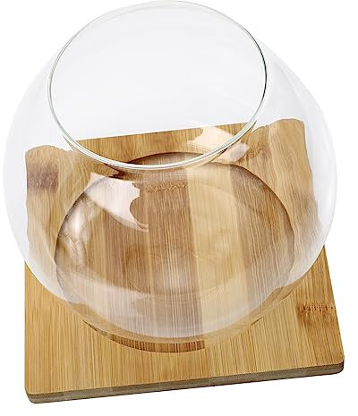 Toddmomy 1satz Kleinen Gläsern Pflanzen -landschaftsflasche Für Moos Und Kleine Aquarien Rundes Design Mit Holzunterlage