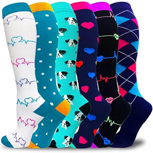 Stützstrümpfe Damen Medizinisch Bunt Herren - Kompressionssocken SPOR Unterstützung Laufen Radsport Für Kniestrümpfe Stützstrümpfe Reisen Compression Socks Thrombosestrümpfe Bunte Flug