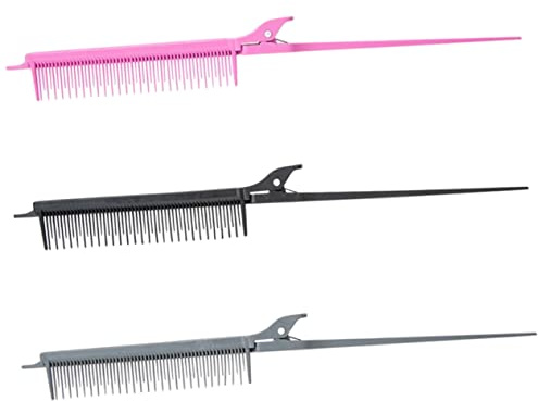 CALLARON Peines Cabello De Fibra De Carbono 3 Piezas Juego Surtido Gris Rosa Fucsia Negro Para Cardar, Separar y Rayar Cabello, Mujeres y Adolescentes, Uso Profesional y Diario