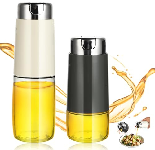 Ölflasche - Automatischer Anti-Tropf Ölspender Glas - Olivenöl Flasche, Öl und Essig Spender, Schwerkraft Automatik Ölspender, Glasflasche für Küche, Air Fryer, Salat, BBQ(280ml und 500ml)