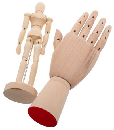 DOITOOL 2stücke Hölzerne Künstler-schaufensterpuppen Bemalen Und Skizzieren Flexibles Handmodell Für Kunstprojekte