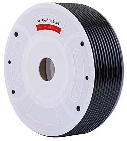 VerRich Tuyau pneumatique en polyuréthane, tuyau en PU pour air comprimé, noir 6 mm ID x 4 mm extérieur 160 mètres 525 pieds pour compresseur d’air et transfert