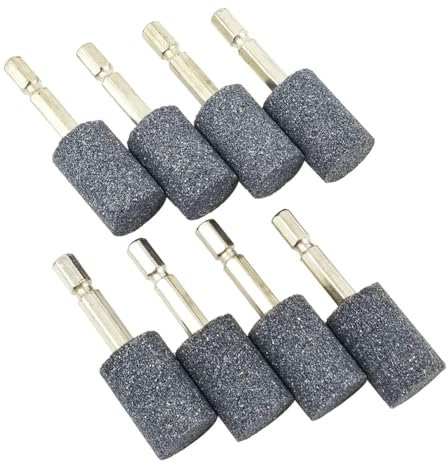 Pesfehhy 8 Piezas de Piedra de Amolar Cilíndrica - Punta de Amolar Montada en Piedra Abrasiva de Vástago Hexagonal de 1/4 de Pulgada para Taladro de Herramienta Rotativa (20 Mm)