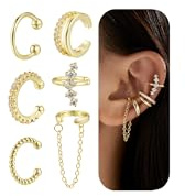 PARIVEA Ear Cuffs Non Piercing Chunky/Thin 14K Gold Plated Ear Cuff Earrings for Women Dainty Cuff for Non Pierced Ears Gold Clip on Cartilage Earring Fake Piercings 6PCS GC