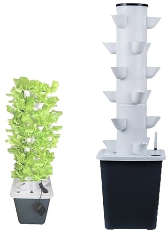 30 Pods Hydroponics Tower,Tower Garden Hydroponics Growing System,Vertical Planter Germination Kit With Hydrating Pump, Adapter, Net Pots, Timer,for Gardening Lover
