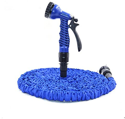 Gartenschlauch Gartenschlauchrohr flexibler Wasserschlauch erweiterbar Zauberschlauch Wasserpistole Schaumtopf erweiterbar(Blue,25FT-7.5M Extended)