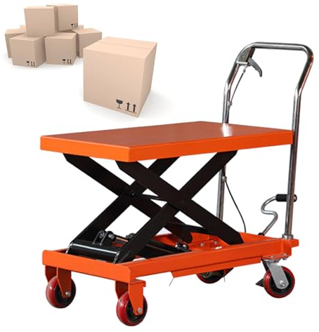 Giuggiolared Piattaforma elevatrice a pantografo Semplice Manuale Carrello con Piano di Sollevamento Fisso elevatore a Forbice 700x450mm, sollevatore150 kg, per Montaggio Macchinari/Logistica Manual