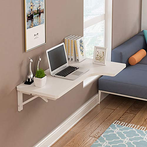Mesa plegable de pared en forma de L, escritorio multifuncional para trabajo, comedor y laptop, tablero de madera maciza que ahorra espacio con alta capacidad de carga para el hogar y la oficina