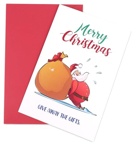 Fukaisu Biglietto Auguri Natale con Busta, Biglietti Divertenti Buon Natale Felice Stagione Festiva Biglietto Regalo Decorazione per Famiglia Amici Colleghi Insegnanti Dipendenti Capo (Babbo Natale)