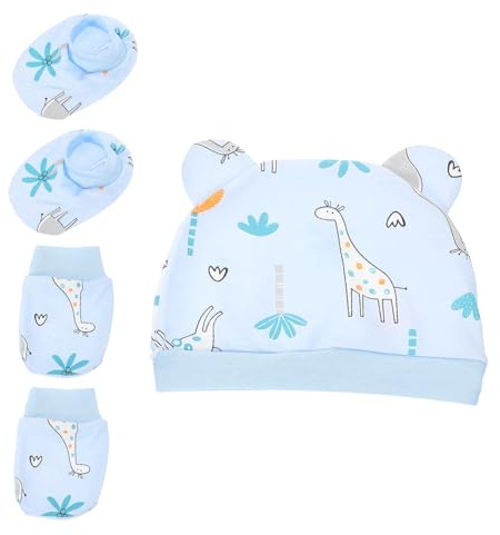 HONITANO Gorro de Algodón para Recién Nacido con Manoplas y Calcetines Suaves Diseño Elástico Transpirable para Cuidado y Protección de Niña Meses Colores Vivos y Cómodos para Abrigado