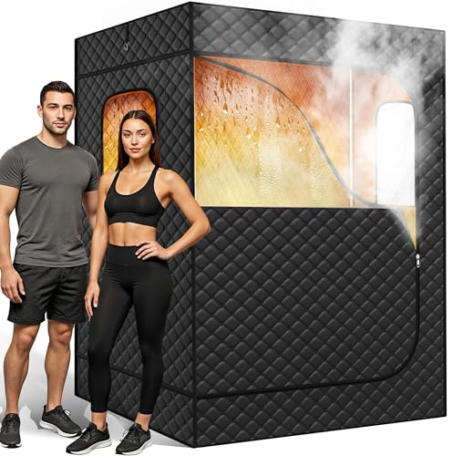 Tenda per sauna a vapore portatile da 2 posti per uso domestico e interno - Spa completa per il corpo e recupero con controllo del vapore a 9 livelli, 2 vaporizzatori di grandi dimensioni, sedie
