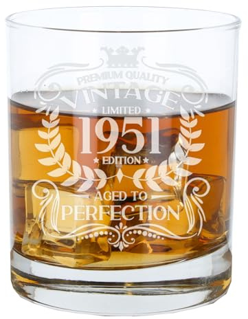 Always Looking Good Vaso de whisky grabado vintage de 1951 envejecido a la perfección para 74 años de edad, para niños de 74 años, vaso de whisky grabado