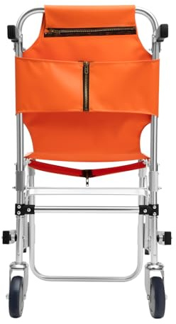 Treppenstuhl Tragbar, Treppensteiger Rollstuhl 159kg, Faltbarer Rollstuhl für Treppentransport, Leichtgewichtiger Patientenstuhl mit Gurten, Klappbarer Treppensteiger für Senioren, Orange
