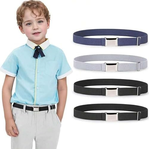 Foonary Cintura per bambini e bambine, 5 colori, cintura regolabile per bambini, cintura elastica con fibbia magnetica quadrata, cintura per bambini e bambine, per jeans