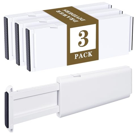 YJHMMM 3 Pack Schubladentrenner Verstellbar 28.5-44cm Schubladen Organizer Schubladenteiler für Küche Kommode, Weiß